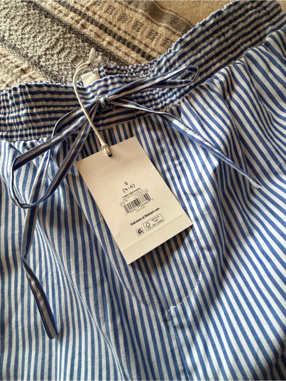 Blue and White Striped Women’s Drawstring Pants